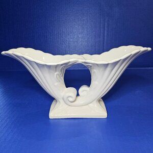 Abingdon White Double Cornucopia Flower Vase Made in USA